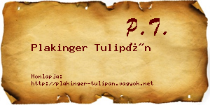 Plakinger Tulipán névjegykártya